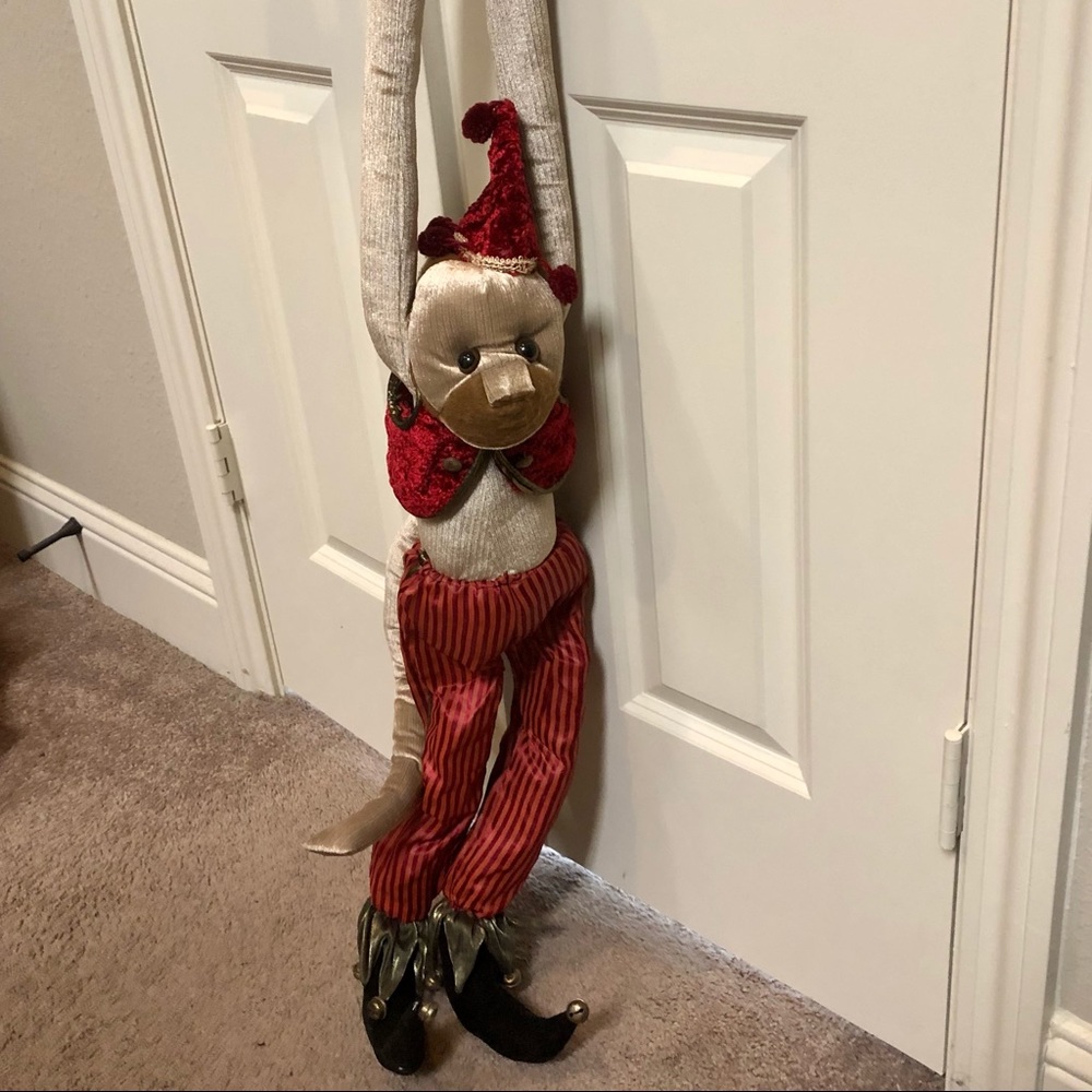 Mark Robert’s Collection Jester Joker Monkey hanging decor VTG EUC 18”